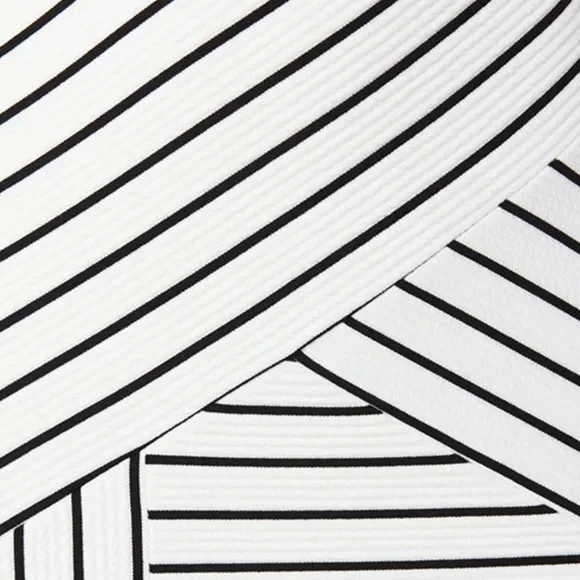 NWOT Lulus Kiss Cross Black and Ivory Striped Midi Dress - Picture 6 of 10